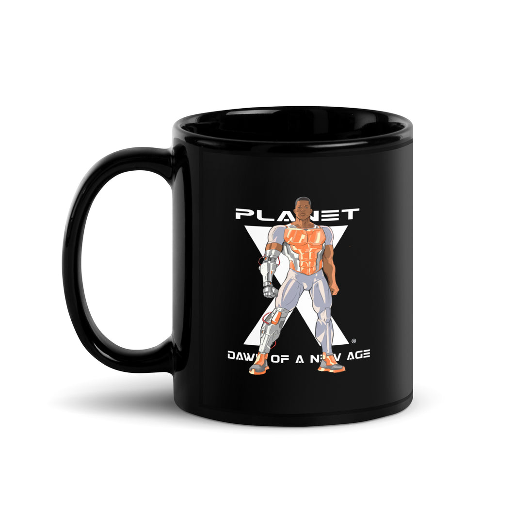 Planet X | Calvin Davis | Black Flowcode Glossy Mug