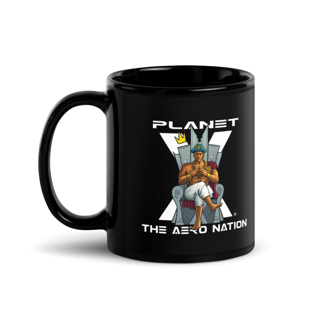 Planet X | Sirus Power | Black Flowcode Glossy Mug