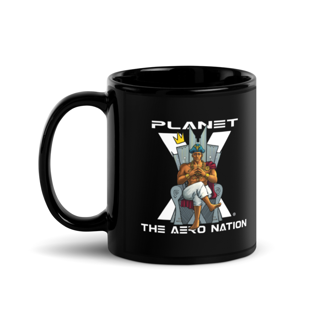Planet X | Sirus Powers | Black Flowcode Glossy Mug